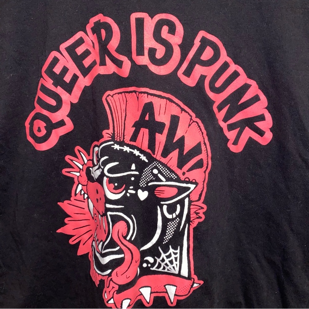 Awarewolf Apparel Small Punk Panther Black Graphic Tee with Pink Logo - Picture 4 of 8